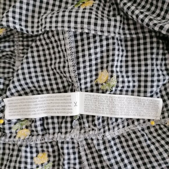 Forever 21 Womens Black White Gingham Off-Shoulder Embroidered Crop Top Size 2X - Picture 8 of 8